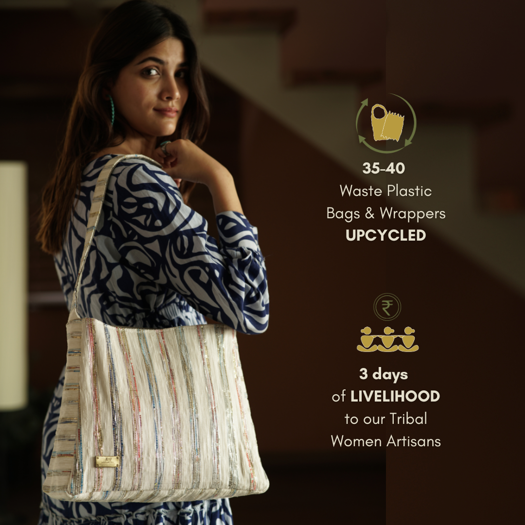 "Upcycled Handcrafted Designer Trapeze Tote (TTD1125-005) PS_W