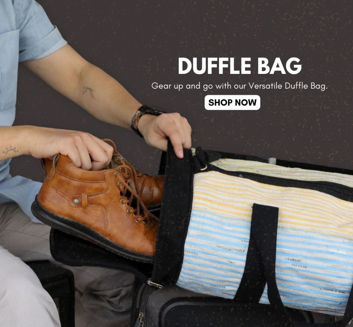 Upcycled Handcrafted Gym Duffle Weekender Bag (GDB0926-010)