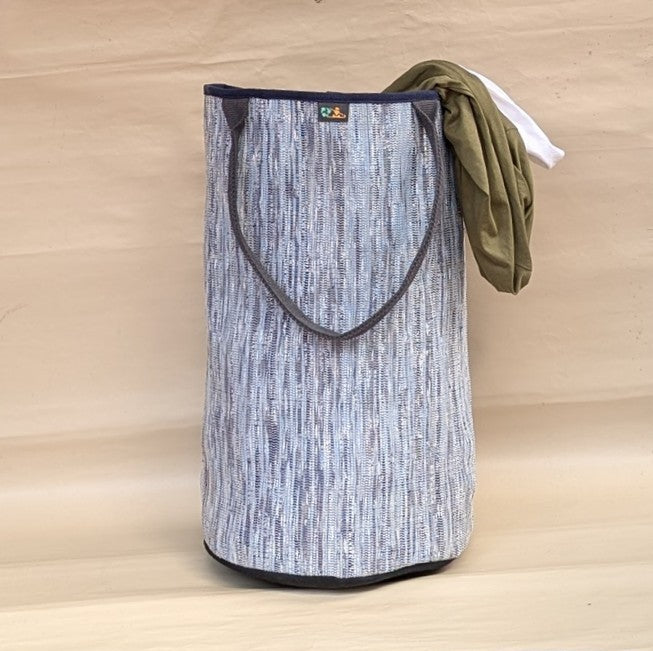 Blue Grey Upcycled Handwoven Laundry Bag (LBG1224-003) PS_W