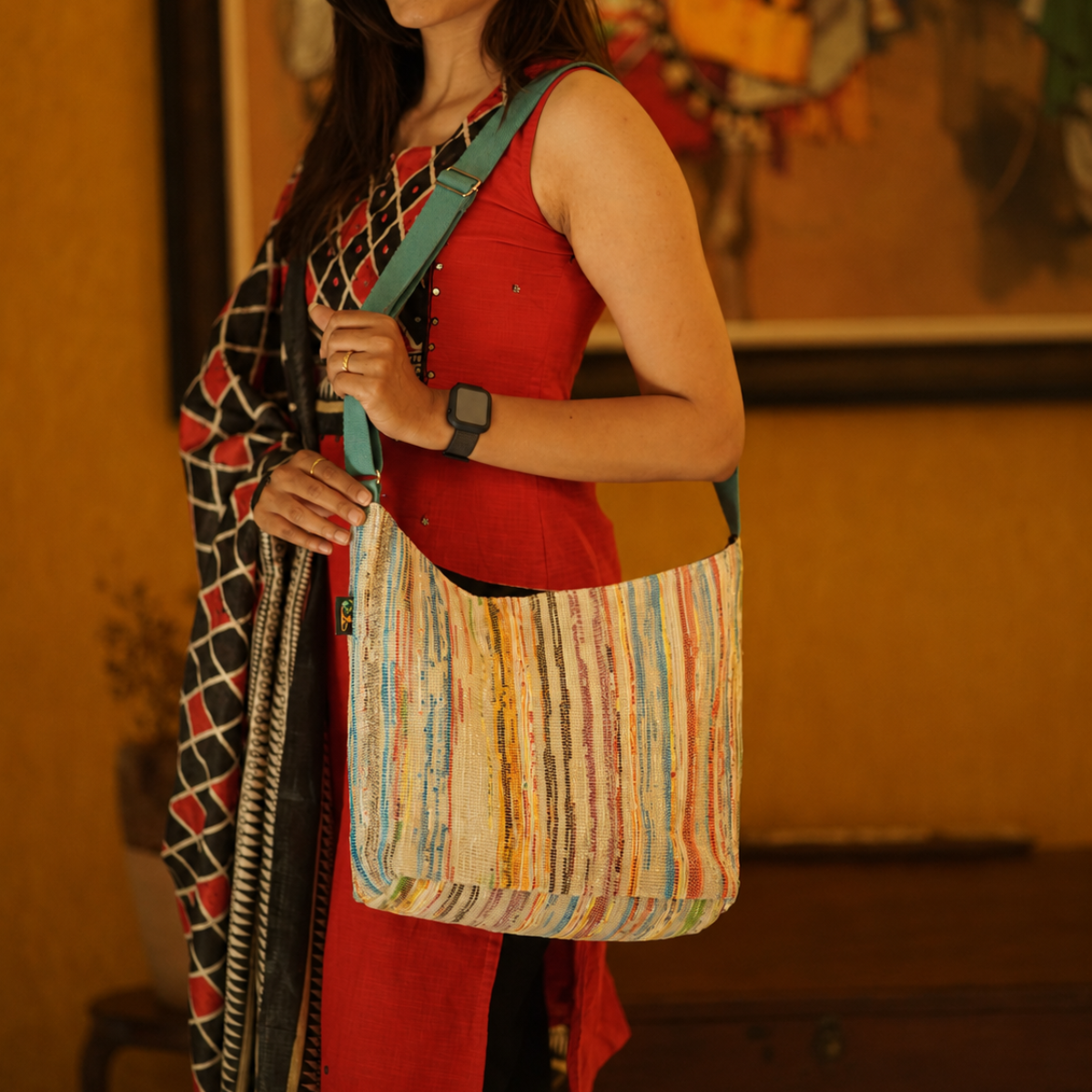 Upcycled Handcrafted Eclipse Jhola Tote (EJ0626-011)