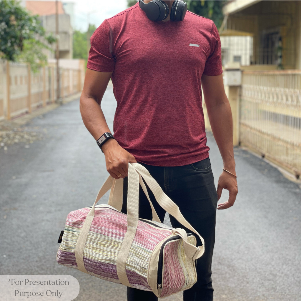 Upcycled Handcrafted Gym Duffle Weekender Bag (GDB0926-010)