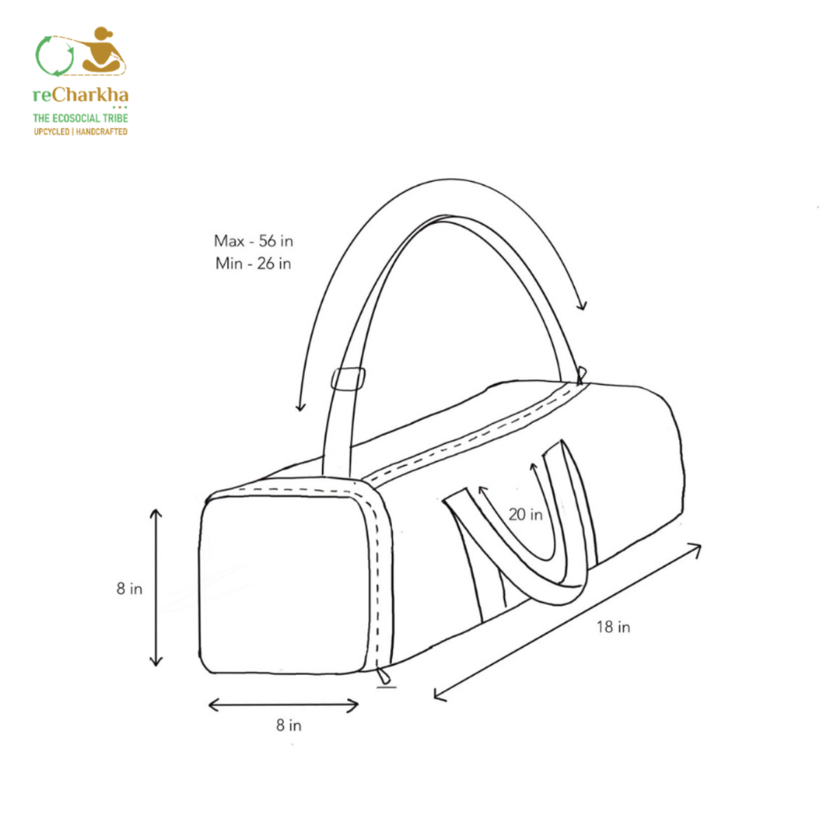 Upcycled Handcrafted Gym Duffle Weekender Bag (GDB0926-010)