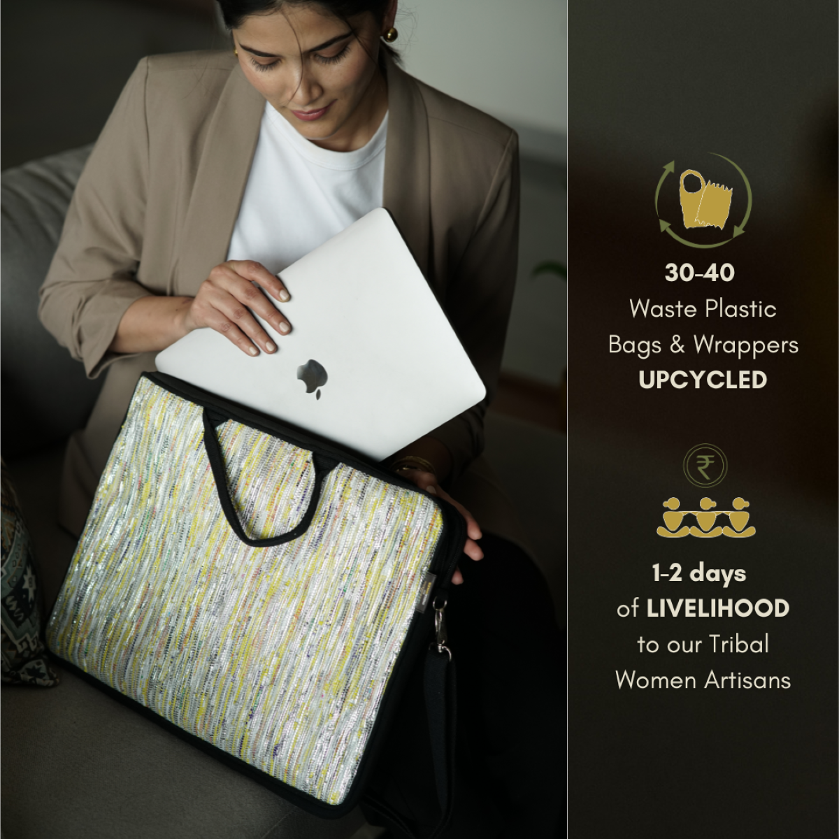 Upcycled Handcrafted Laptop Sleeve 16 inch (LSB160925-002) PS_W