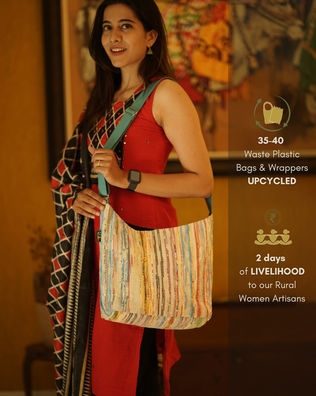 Upcycled Handcrafted Designer Eclipse Jhola Tote (EJD0426-008) PS_W