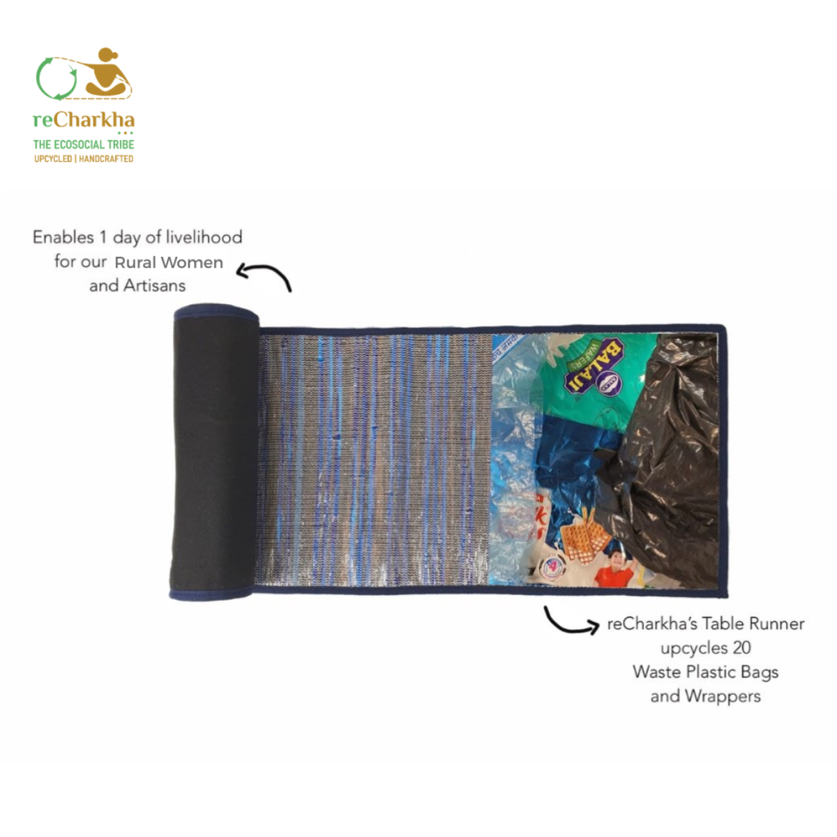 Upcycled Handcrafted Designer Table Runner (TRD0626-002) PS_W