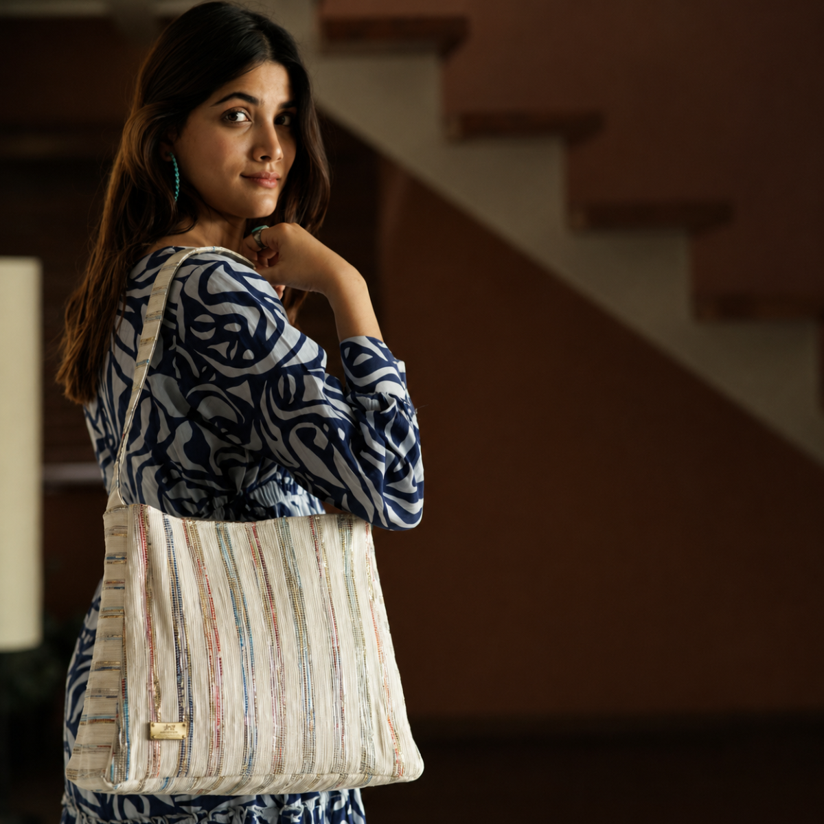 Upcycled Handcrafted Trapeze Tote (TT0626-004) PS_W