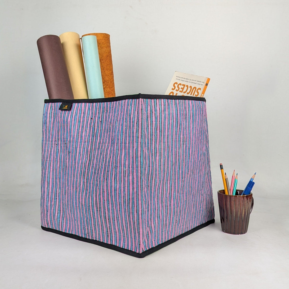 Upcycled Handcrafted Collapsible Storage Basket Big (CSBB0526-009) PS_W