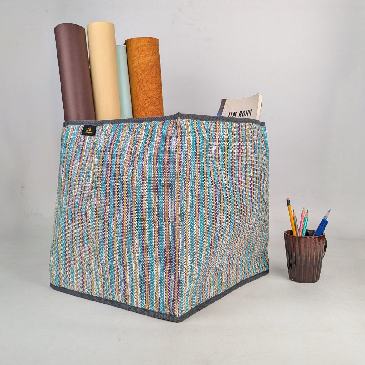 Upcycled Handcrafted Collapsible Storage Basket Big (CSBB0526-010) PS_W