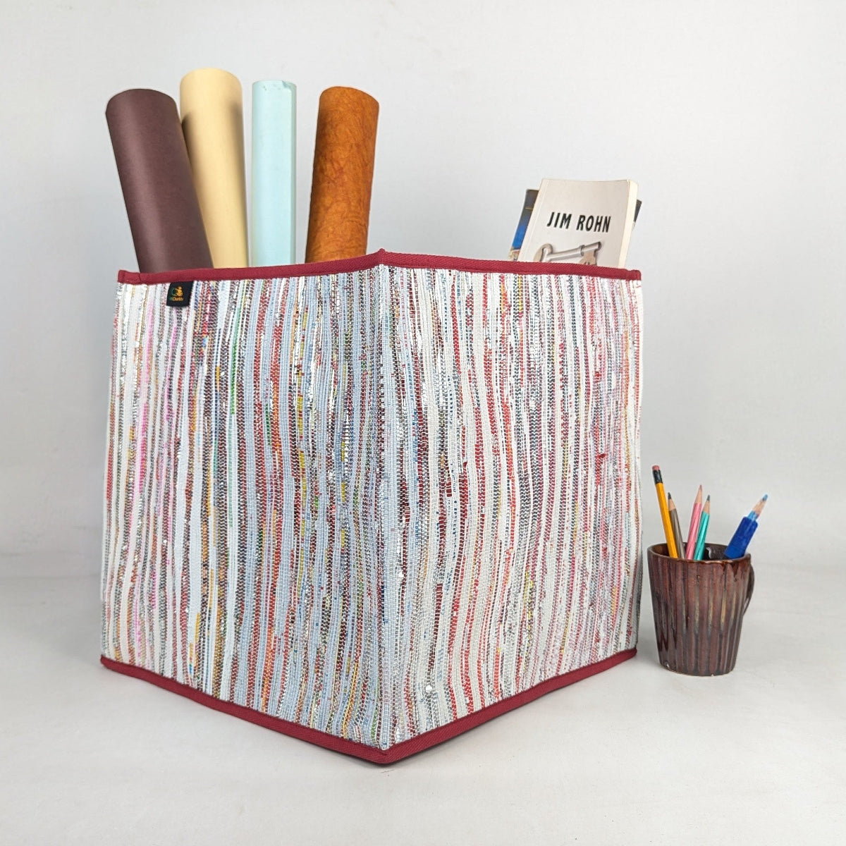 Upcycled Handcrafted Collapsible Storage Basket Big (CSBB0526-012) PS_W