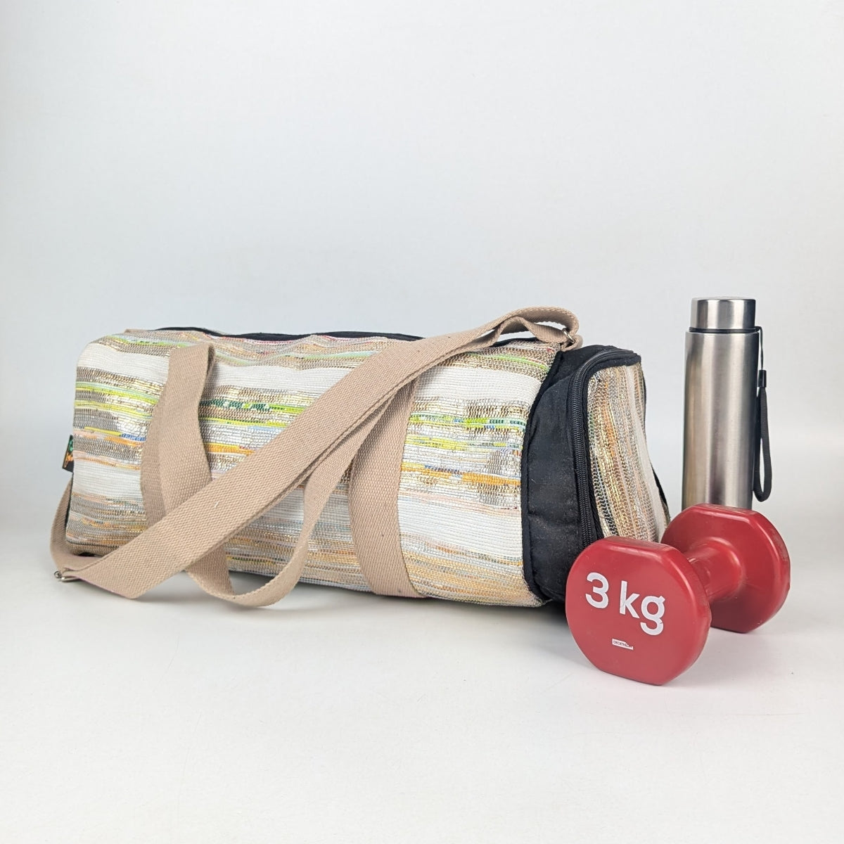 Upcycled Handcrafted Gym Duffle Weekender Bag (GDB0825-002)