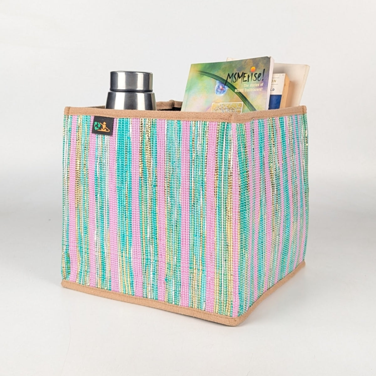 Upcycled Handwoven Collapsible Storage Basket Medium (CSBM0525-002) PS_W