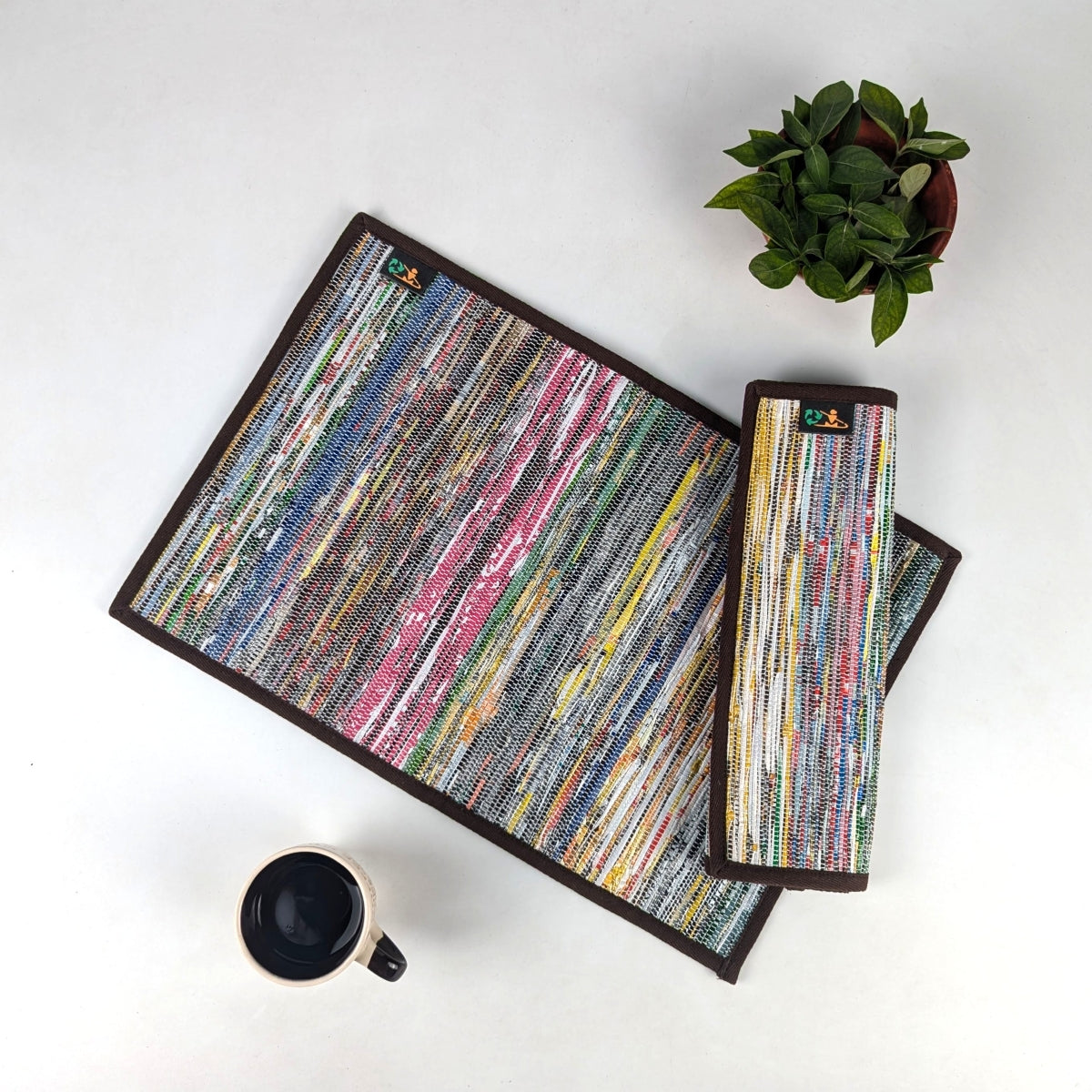 Upcycled Handwoven Table Mat (Set of 2) (TM0425-007) PS_W