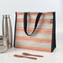 White Orange Striped Upcycled Handwoven Lunch Bag (LB0225-010) PS_W
