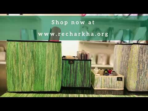 Non Shimmery Blue Collapsible Storage Box Big with Multicolored Stripes (CSBB1023-007)
