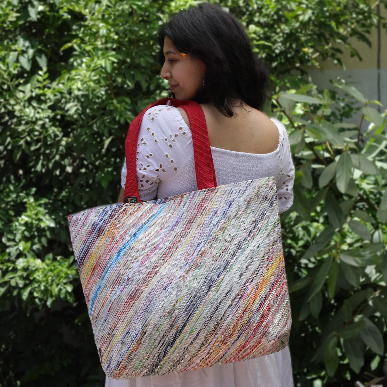 recharkha upcycled handwoven Beach Bags made in India on Handloom and Charkha (Spindle)