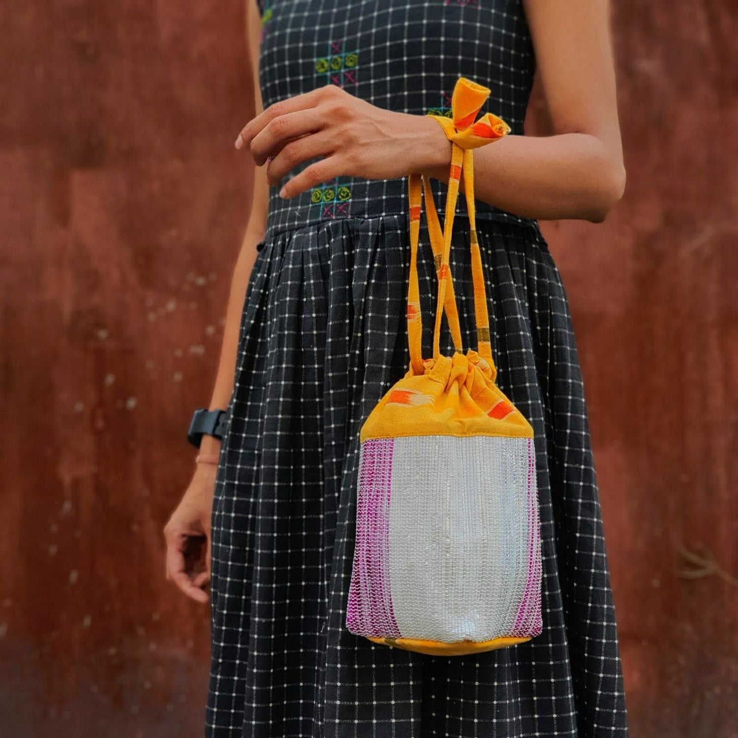 reCharkha Upcycled Handmade Handwoven Potli Bag party small gatherings 