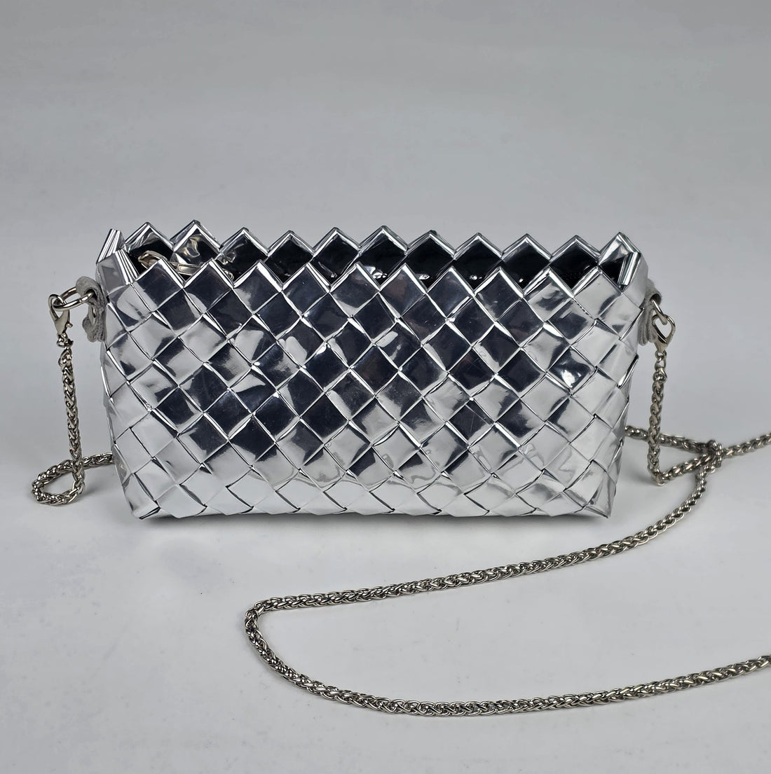 Upcycled Origami Silver Clutch Sling (OSCS1026-001)