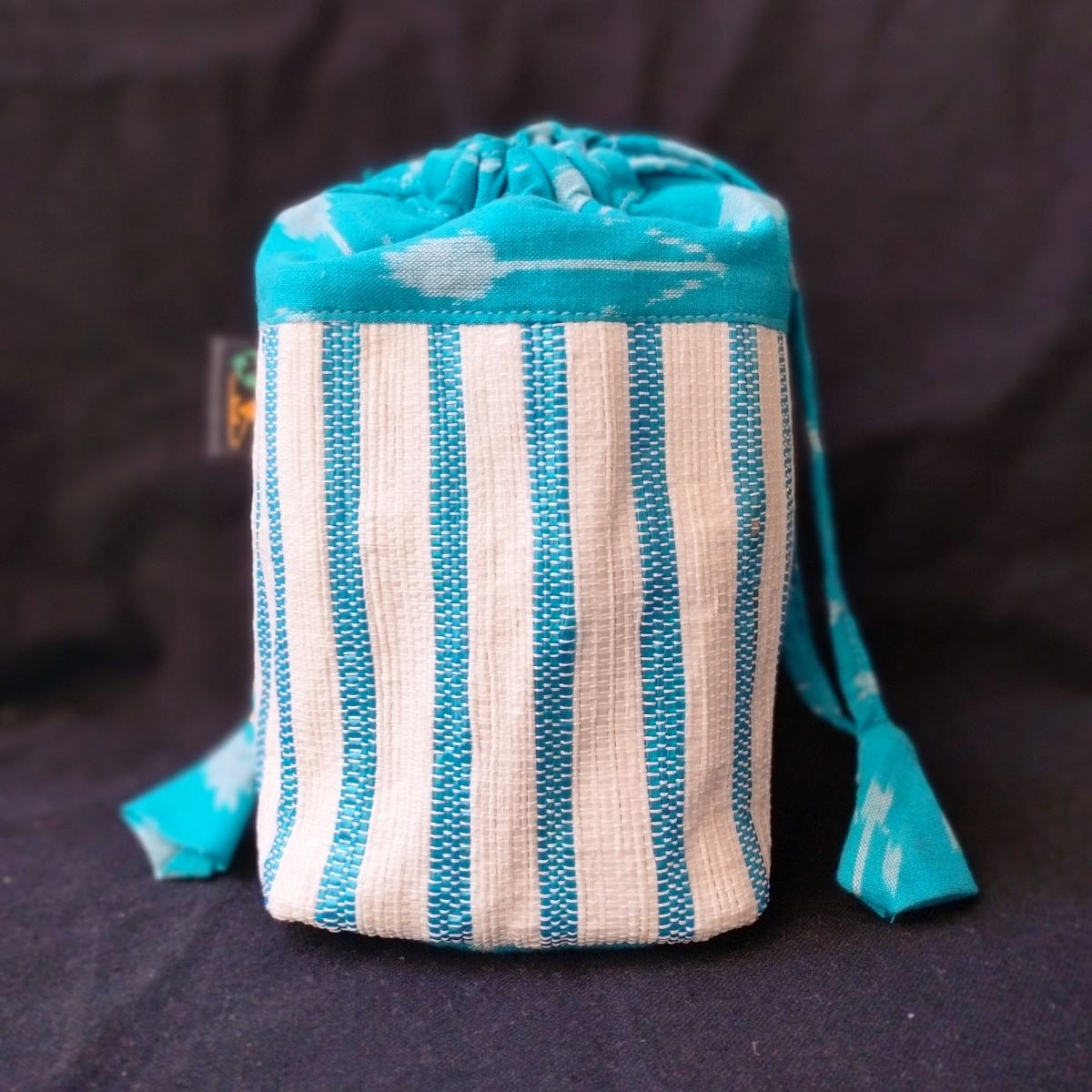 White and Blue with Blue Ikat Potli Bag (P0124-105) MS_W