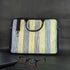 Blue White Yellow Waste Plastic Wrappers Upcycled Handwoven Laptop Sleeves 14 inches (LSB140324-103)