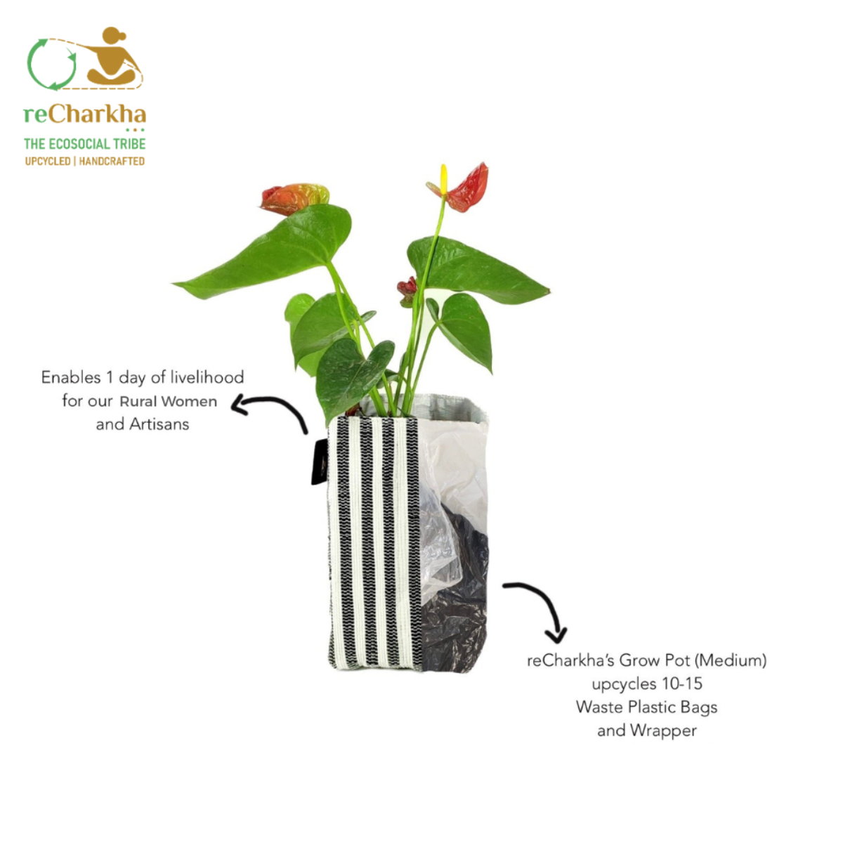 Upcycled Handcrafted Grow Pot Medium (GPM0626-003) PS_W