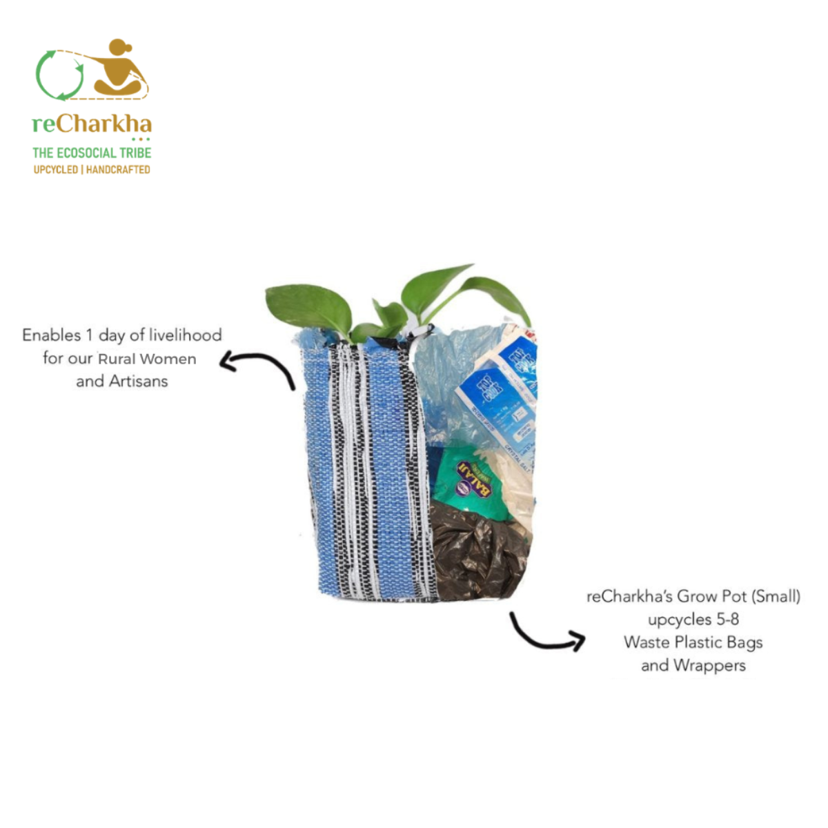 Upcycled Handcrafted Small Grow Pot (GPS0626-004) PS_W