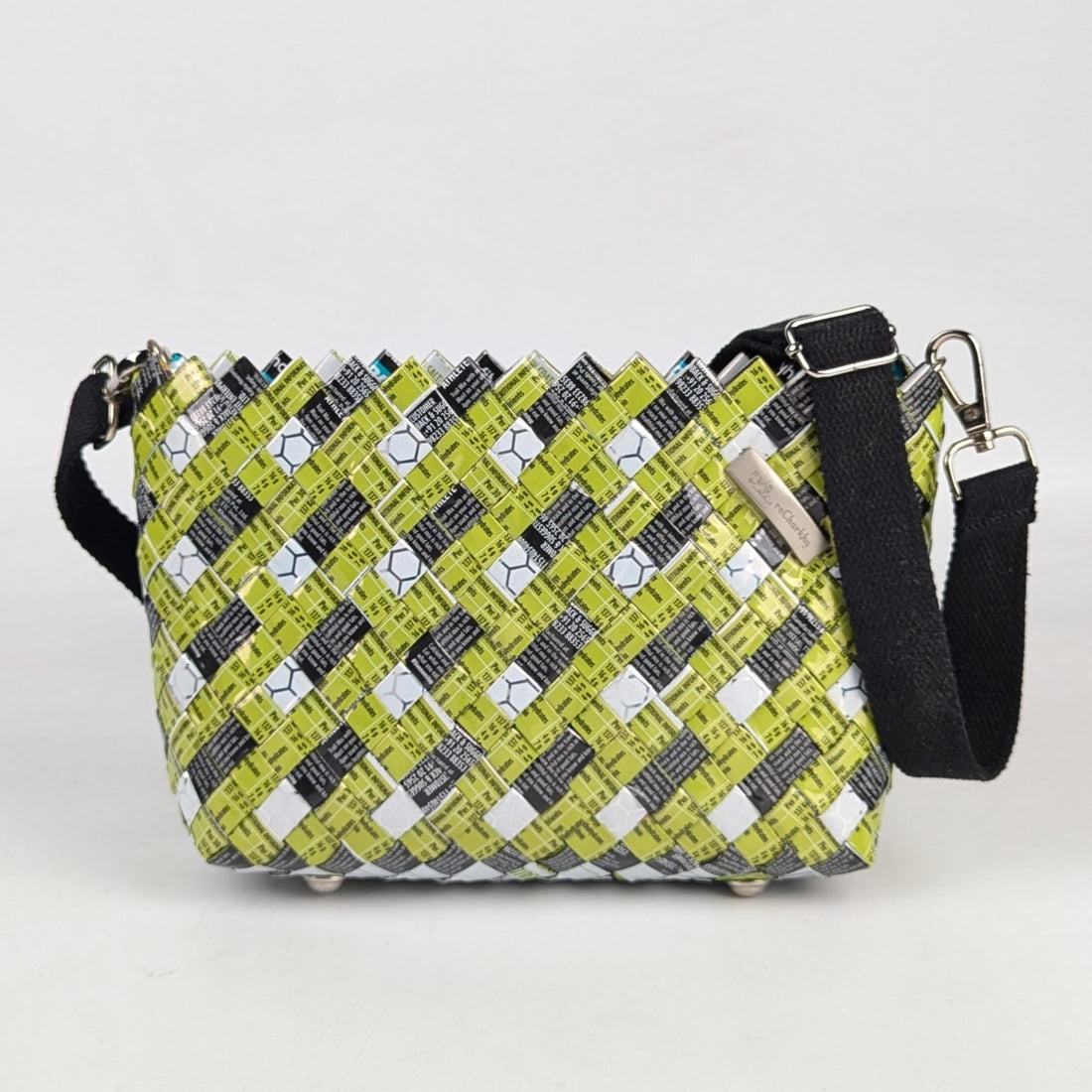 Green Black White Upcycled Origami Handcrafted Basketry Sling (NBB0824-007) PS_W