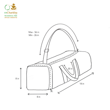 Upcycled Handcrafted Gym Duffle Weekender Bag (GDB0926-006)