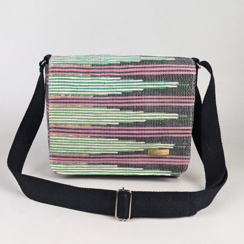 Ikkat Pattern Upcycled Handwoven Designer Messenger Bag (MBD0325-001) PS_W