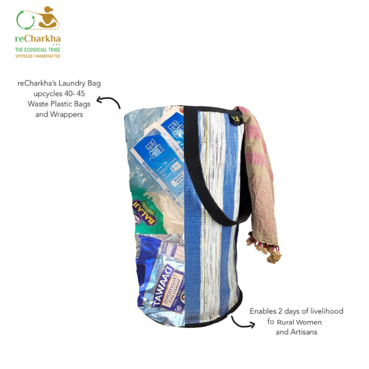 Upcycled Handcrafted Laundry Bag (LBG0626-006) PS_W