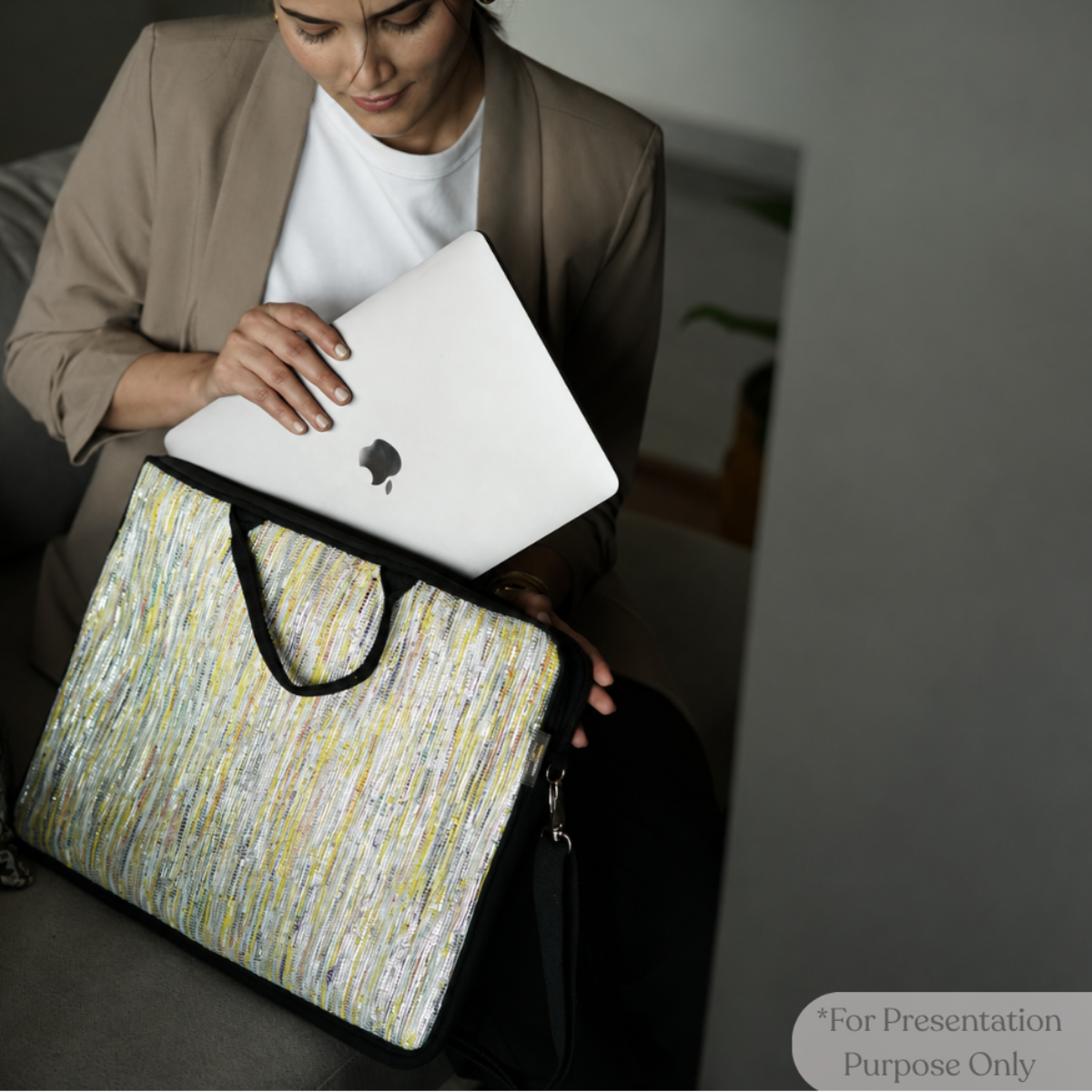 Upcycled Handcrafted Laptop Sleeves 14 inches (LSB140826-005)