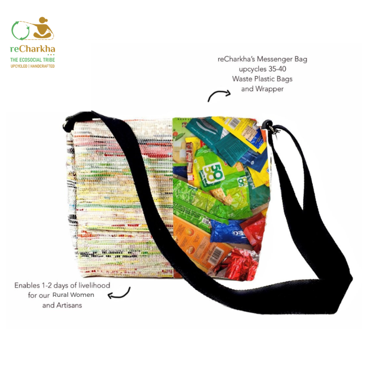 Upcycled Handcrafted Designer Messenger Bag (MBD0626-002) PS_W
