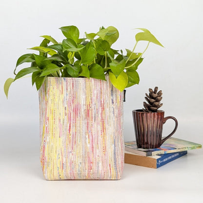 Mix Colors with Red Pink shades Upcycled Handwoven Grow Pot Big (GPB0124-104)
