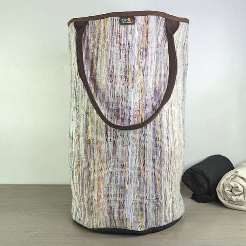 Multicolored Waste Plastic Wrappers Upcycled Handwoven Laundry Bag (LBG0424-002)