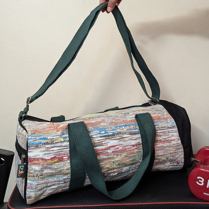 Multicolored Shimmery Upcycled Handwoven Gym Duffle Weekender Bag (GDB1124-015)