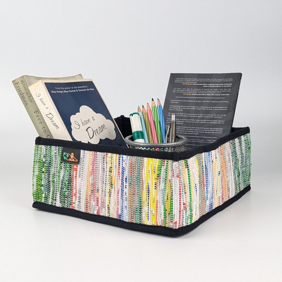 Multicolored Upcycled Handwoven Collapsible Storage Basket Small (CSBS0125-004) PS_W
