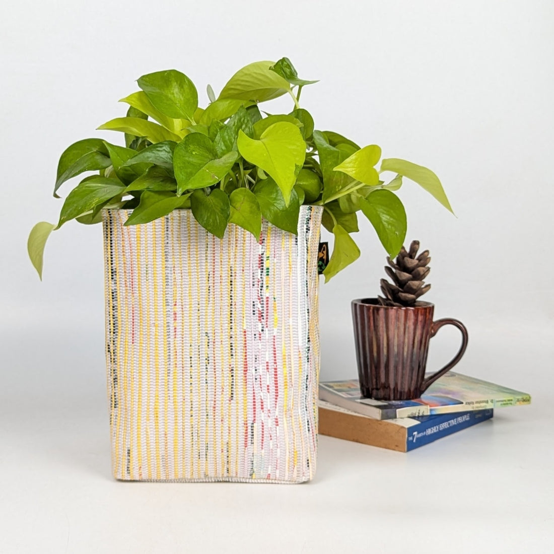 Multicolored Upcycled Handwoven Grow Pot Big (GPB1224-002)
