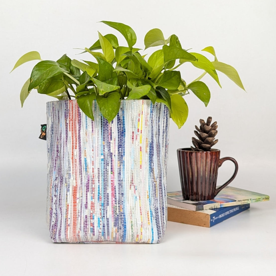 Multicolored Upcycled Handwoven Grow Pot Big (GPB1224-006)