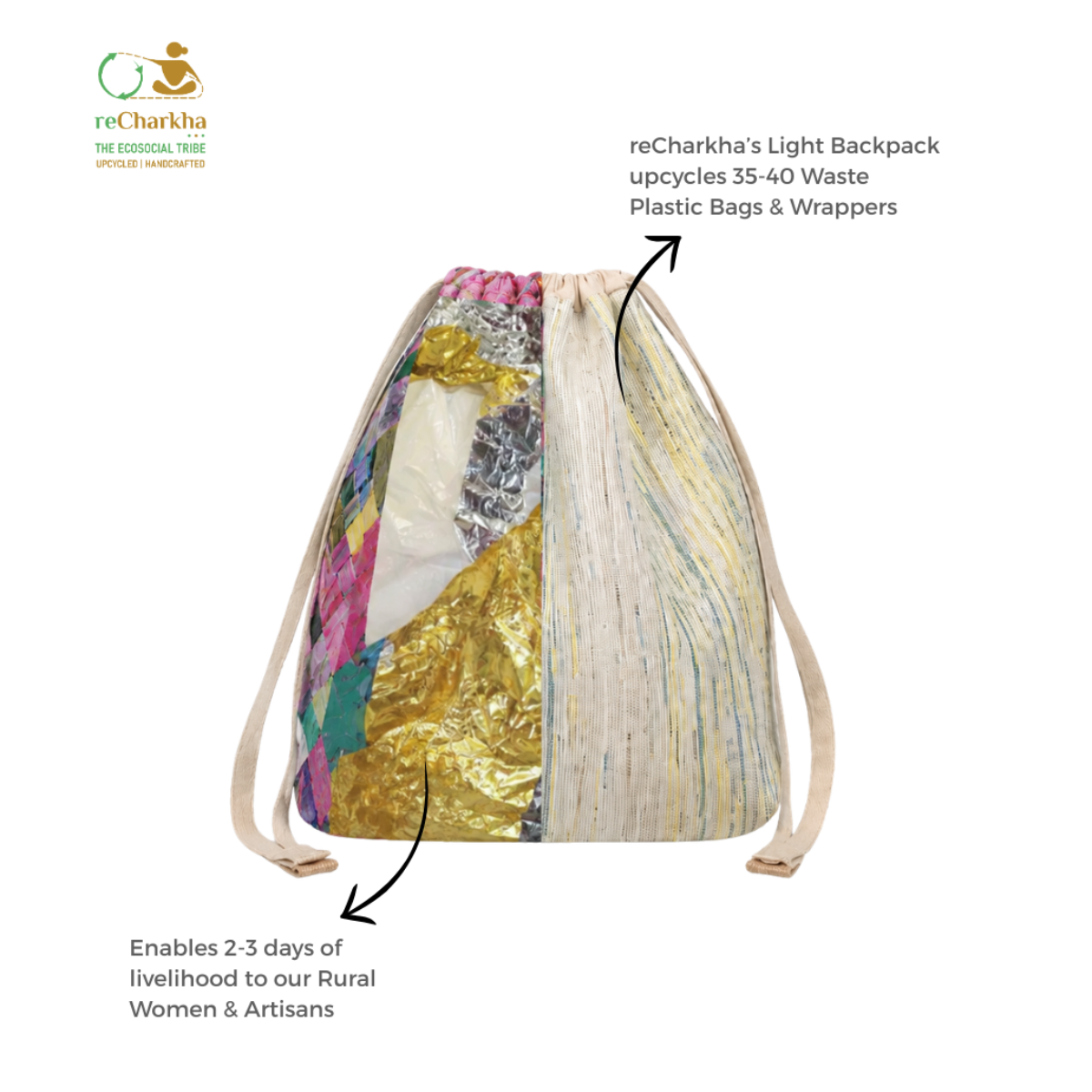 Upcycled Handcrafted Light Backpack (NLBP0826-005)