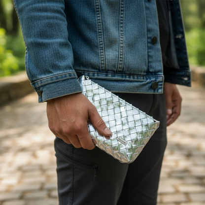 Origami_Upcycled_Handcrafted_Clutch with model