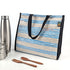 Red Blue White Striped Upcycled Handwoven Lunch Bag (LB0824-015) PS_W