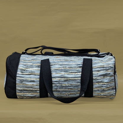 RECRAFTED - Amazon Wrappers with Golden Thin Striped Gym Duffle Weekender Bag RGDB0624-001