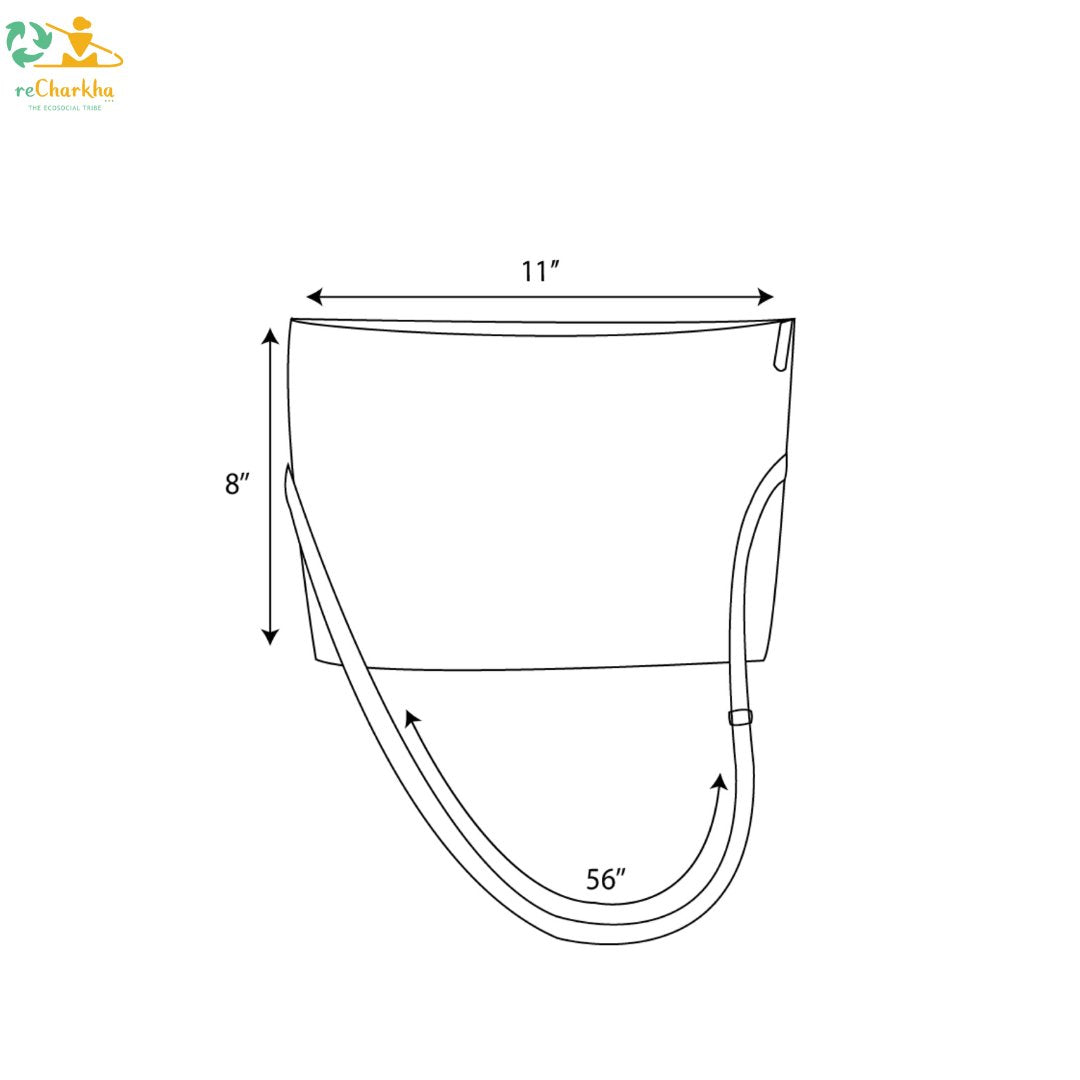 reCharkha Upcycled Handwoven Recycle Livelihoods Handcraft Sling Bag Everyday Bag Ethically Tribal Made in India Pune Warli Tribe Handloom Refash Trash Fash Waste EcoSocial Upcyclers Conscious Fashion Upcycled slow Trending Swadeshi Weave Textile