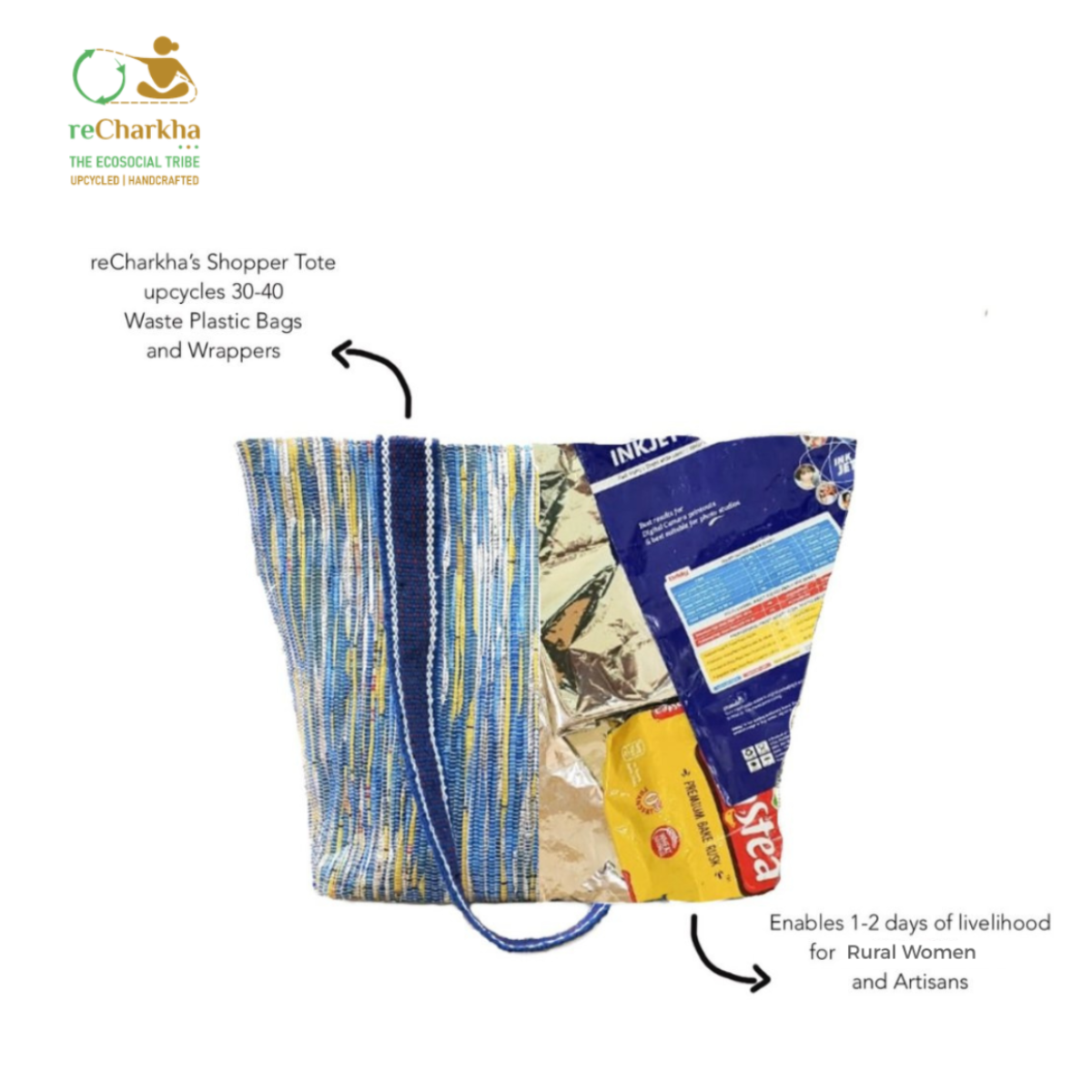 Upcycled Handcrafted Shopper Tote (ST0626-005)