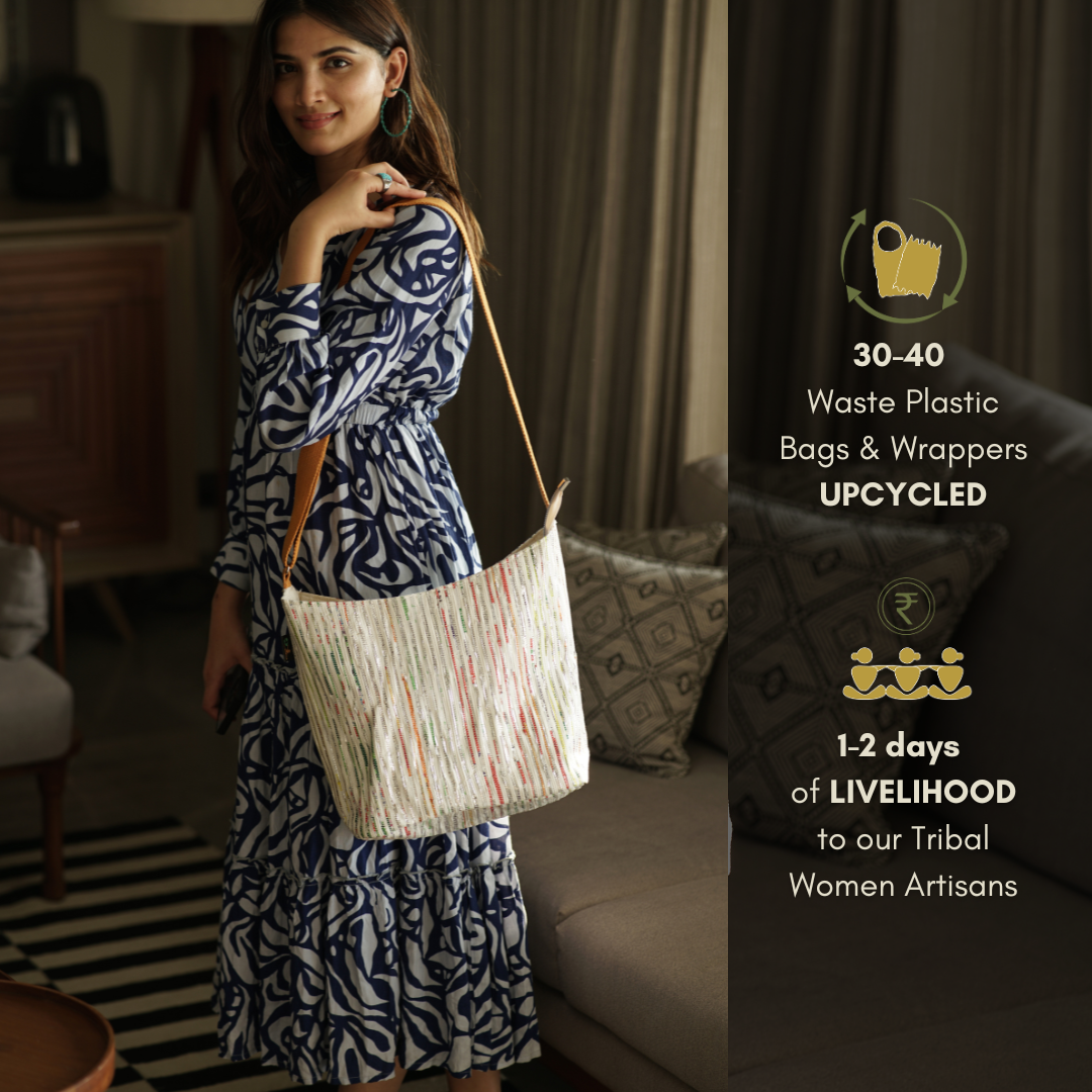 Multicolored Upcycled Handwoven Eclipse Jhola Tote (EJ0325-006) PS_W