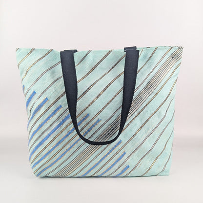 Shimmery Golden Black Green Blue Upcycled Handwoven Designer Beach Bag (BBD0125-005) PS_W