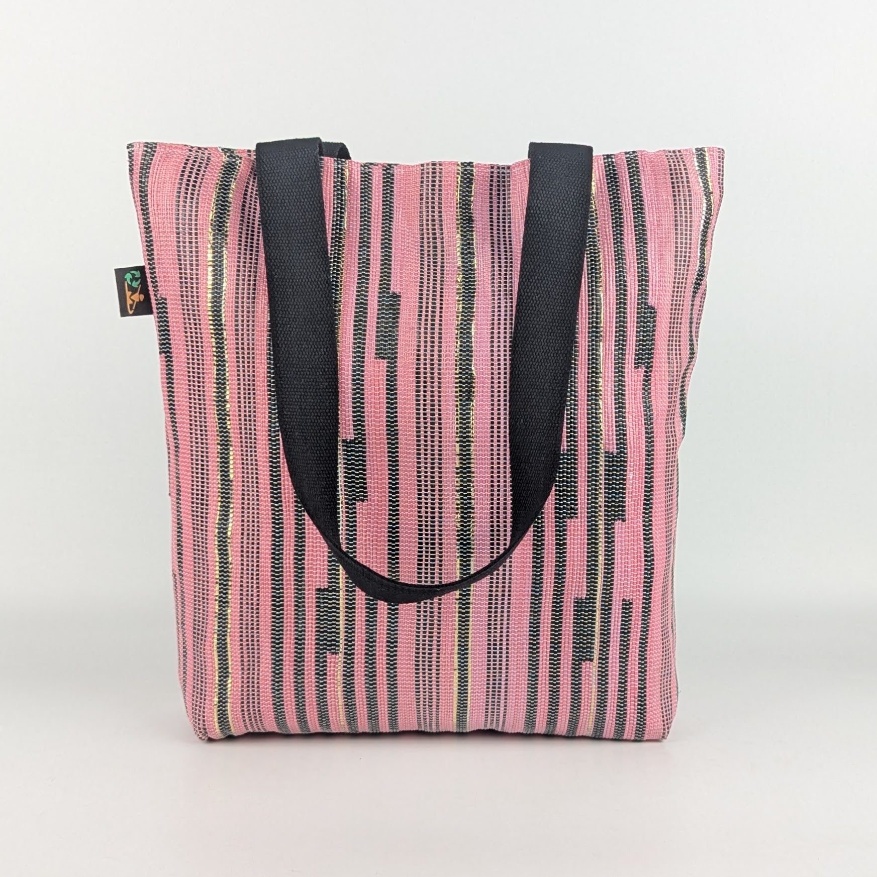 Shimmery Golden Black Pink Upcycled Handwoven Designer Shop N Go (SNGD0225-004) PS_W
