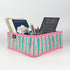 Shimmery Golden Green Pink Striped Upcycled Handwoven Collapsible Storage Basket Small (CSBS0125-009) PS_W