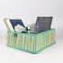 Shimmery Golden Green Yellow Striped Upcycled Handwoven Collapsible Storage Basket Small (CSBS0125-006) PS_W
