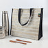 Shimmery Golden White Striped Upcycled Handwoven Lunch Bag (LB0225-002) PS_W
