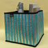 Shimmery Golden and Green Striped Upcycled Handwoven Collapsible Storage Basket Medium (CSBM0824-015) PS_W